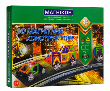 Магнітний конструктор МАГНІКОН, 34 деталей  (MK-34) фото